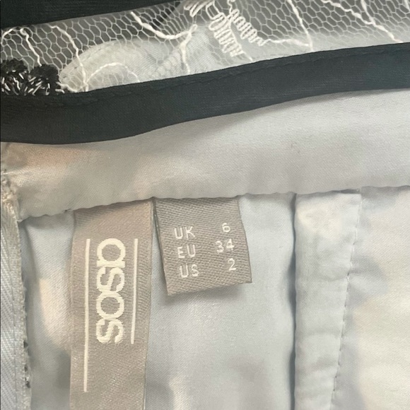 ASOS DESIGN Light Blue Premium Lace Midi Dress w/ Peplum Frill Hem Sz. 2 - Picture 8 of 11